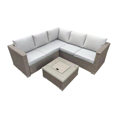 Brown Corner Sofa Rattan Outdoor Table Set