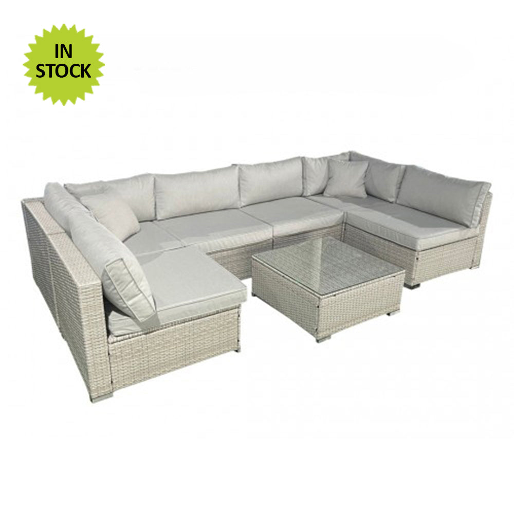 Bella Grey Garden Corner Sofa Outdoor Set Table & Cushion Set
