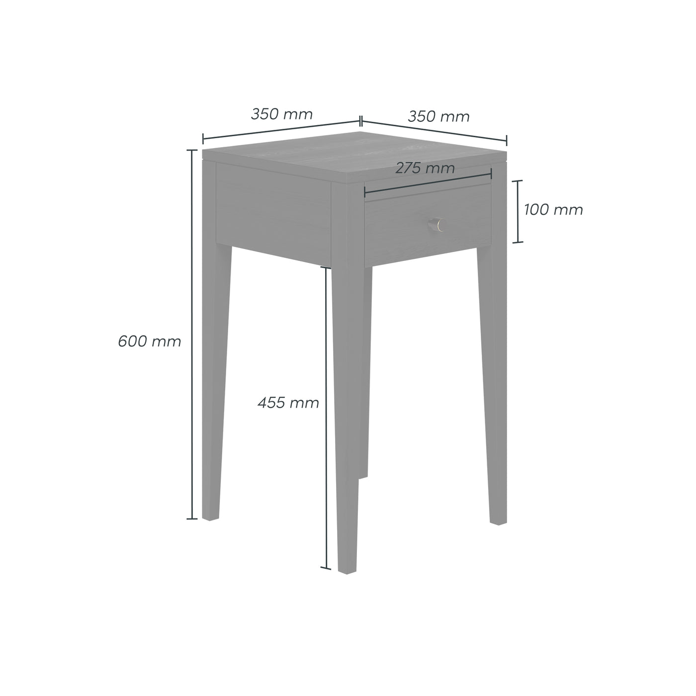 Radford Bedside - 1 Drawer - Black by D.I. Designs