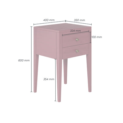 Radford Bedside - 2 Drawer - Red by D.I. Designs