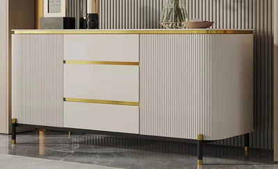Bella White & Gold Premium Ribbed Sideboard