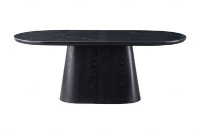 Blanco 200cm Oval Black Ceramic Sintered Marble Dining Table
