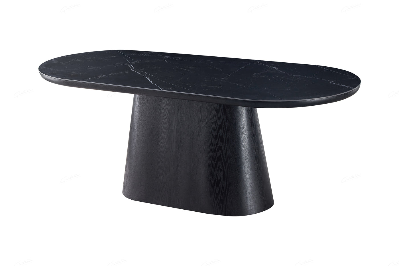 Blanco 200cm Oval Black Ceramic Sintered Marble Dining Table