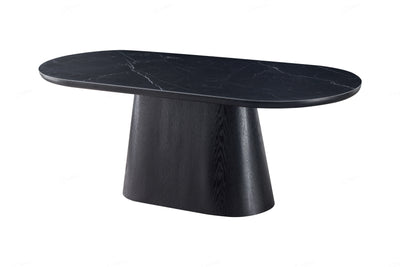 Blanco 200cm Oval Black Ceramic Sintered Marble Dining Table