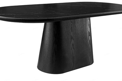 Blanco 200cm Oval Black Ceramic Sintered Marble Dining Table