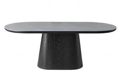 Blanco 200cm Oval Black & Grey Ceramic Sintered Marble Dining Table