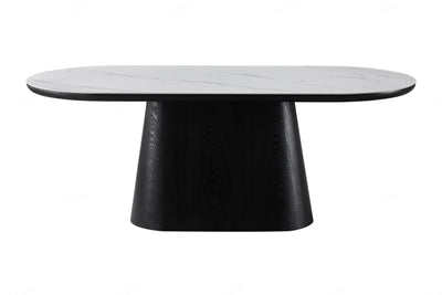 Blanco 200cm Oval Black & White Ceramic Sintered Marble Dining Table