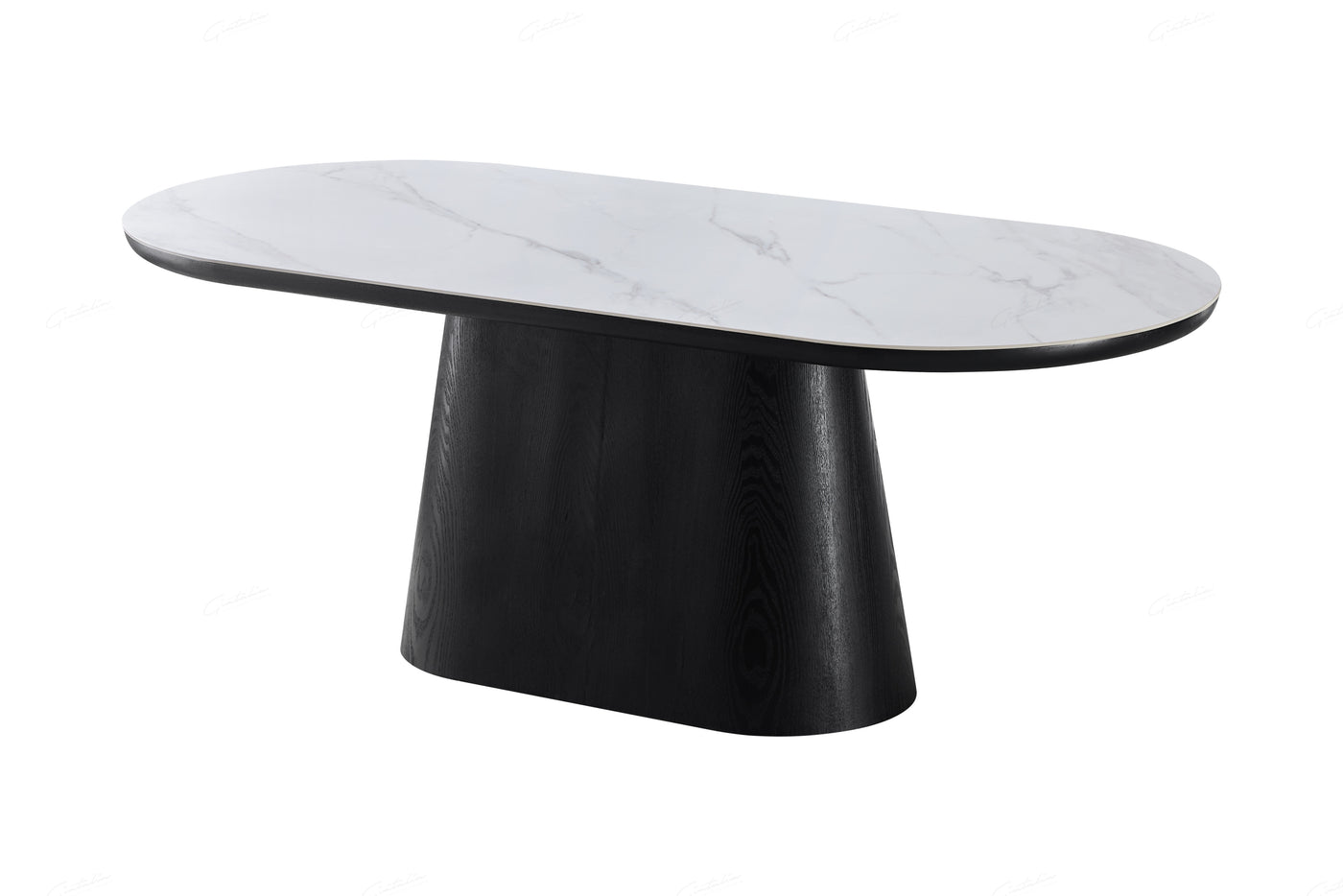 Blanco 200cm Oval Black & White Ceramic Sintered Marble Dining Table