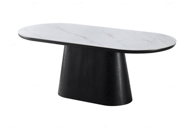 Blanco 200cm Oval Black & White Ceramic Sintered Marble Dining Table