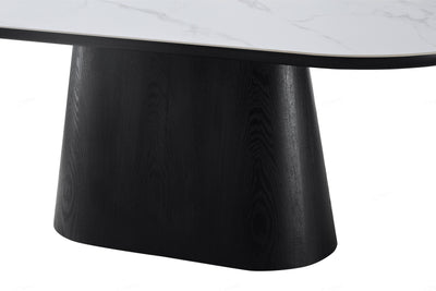 Blanco 200cm Oval Black & White Ceramic Sintered Marble Dining Table