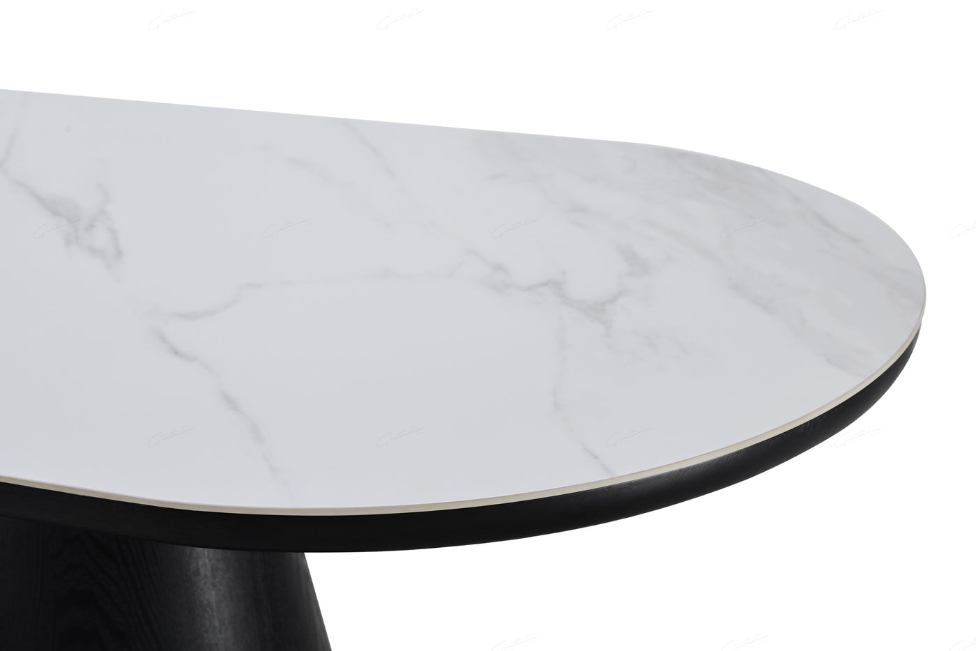 Blanco 200cm Oval Black & White Ceramic Sintered Marble Dining Table