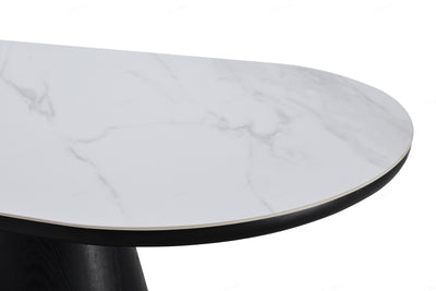 Blanco 200cm Oval Black & White Ceramic Sintered Marble Dining Table