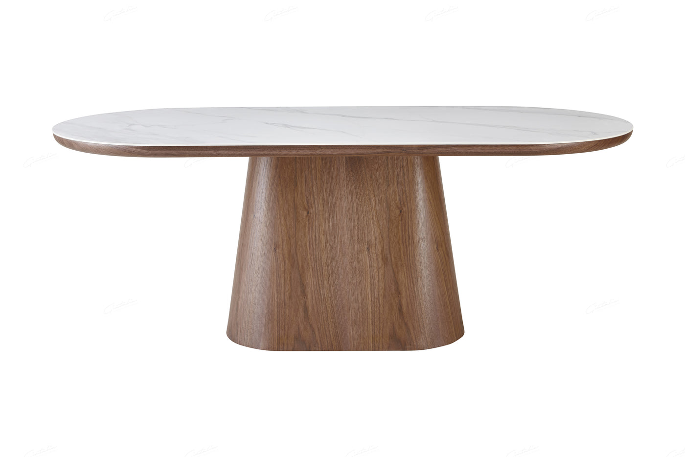 Blanco 200cm Oval Walnut & White Ceramic Sintered Marble Dining Table PRE ORDER JUNE 2025