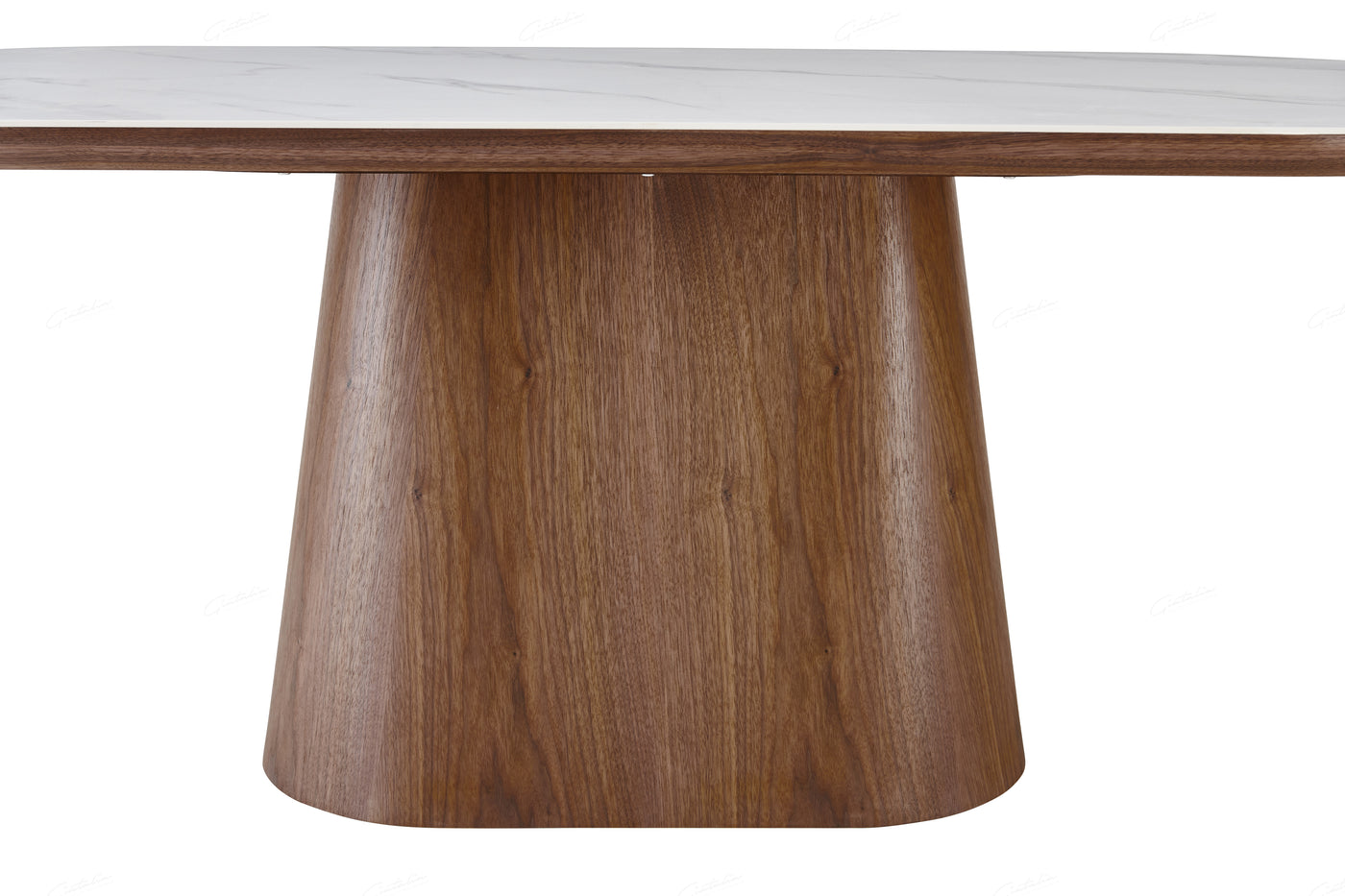 Blanco 200cm Oval Walnut & White Ceramic Sintered Marble Dining Table PRE ORDER JUNE 2025