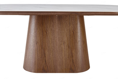 Blanco 200cm Oval Walnut & White Ceramic Sintered Marble Dining Table PRE ORDER JUNE 2025