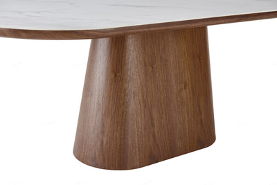 Blanco 200cm Oval Walnut & White Ceramic Sintered Marble Dining Table PRE ORDER JUNE 2025