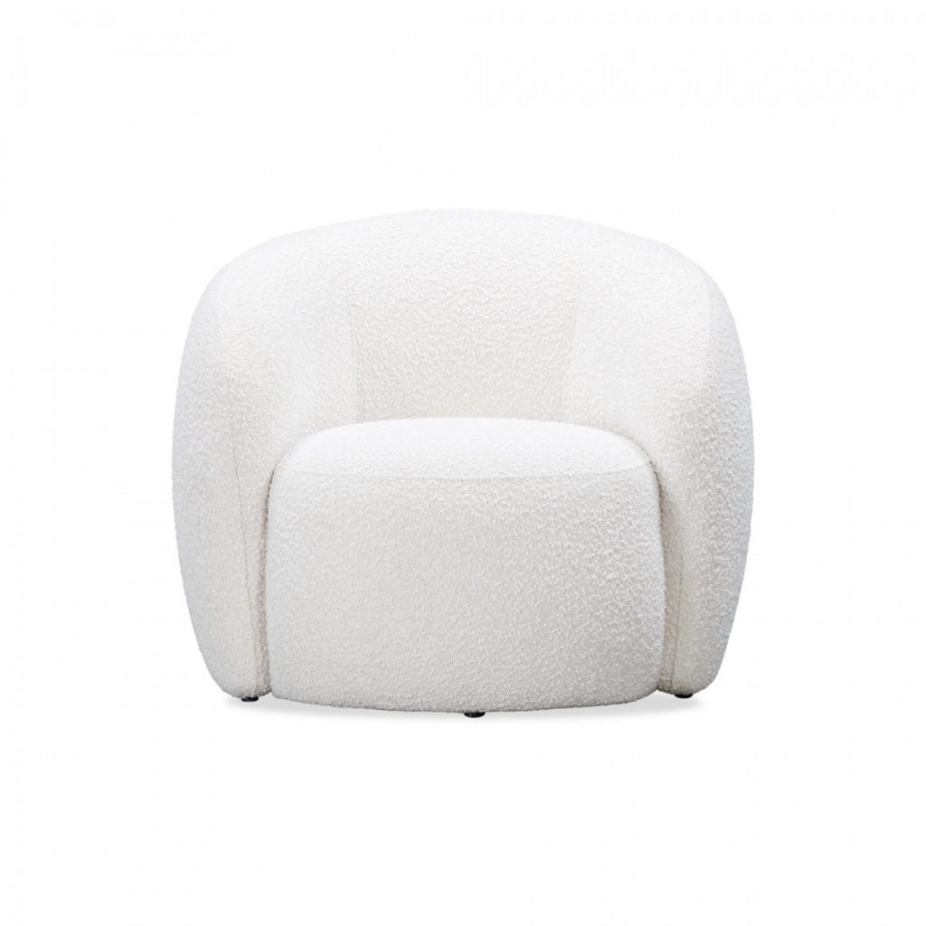 Bighton White Ivory Boucle Fabric Club Chair by D.I. Designs