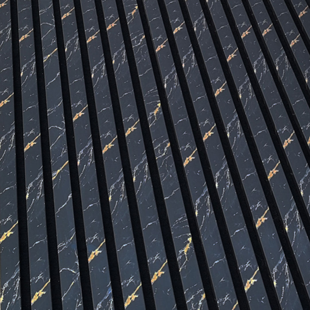 Black Gold Marble Acoustic Slatted Wall Panels Pack Of x4 240 x 60cm