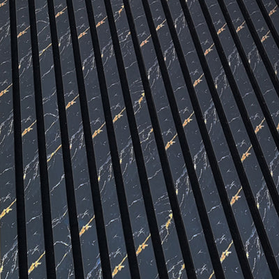 Black Gold Marble Acoustic Slatted Wall Panels Pack Of x4 240 x 60cm