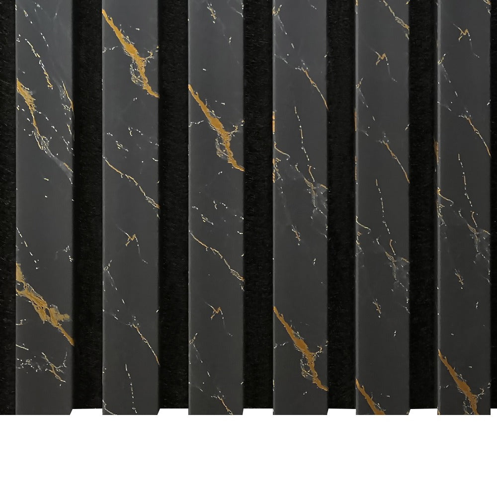 Black Gold Marble Acoustic Slatted Wall Panels Pack Of x4 240 x 60cm
