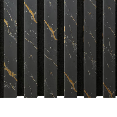 Black Gold Marble Acoustic Slatted Wall Panels Pack Of x4 240 x 60cm
