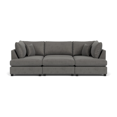 Carnaby Sofa Plush Grey Velvet U Shape Corner Sofa