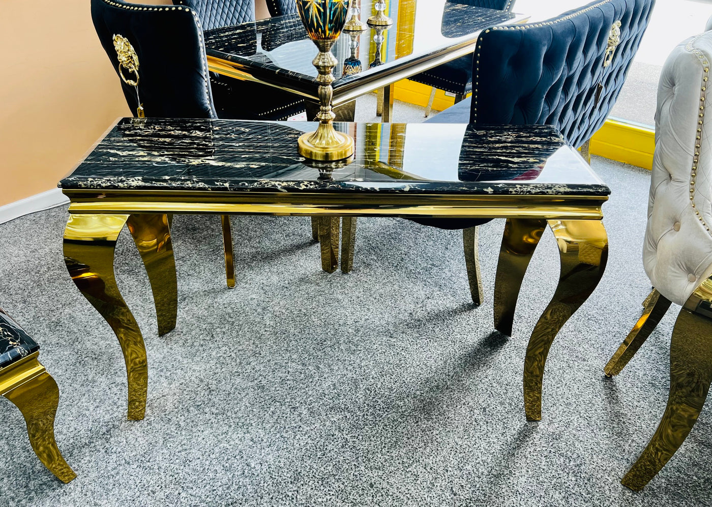 Louis Black/Gold Marble 120cm Console Table