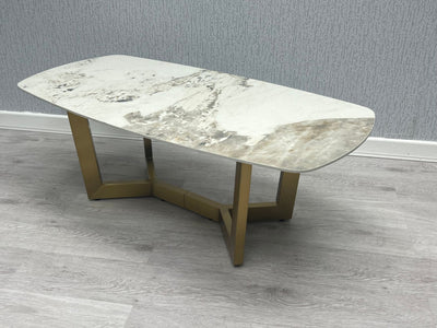 Lucien Oval Ceramic Gold Coffee Table