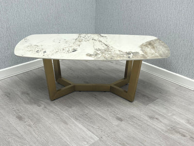 Lucien Oval Ceramic Gold Coffee Table