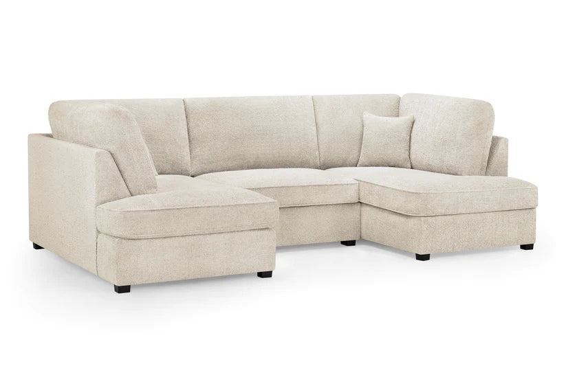 Carnaby Sofa Boucle Beige Fabric U Shape Corner Sofa