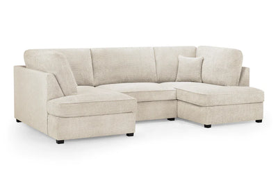 Carnaby Sofa Boucle Beige Fabric U Shape Corner Sofa