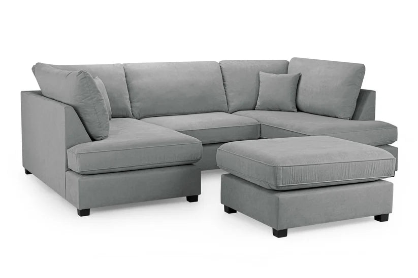 Carnaby Sofa Grey Fabric U Shape Corner Sofa