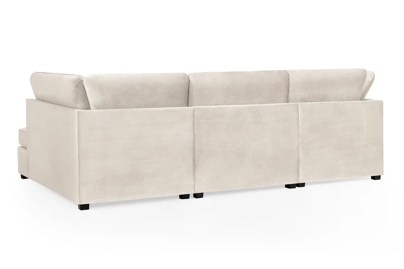 Carnaby Sofa Plush Beige Velvet U Shape Corner Sofa