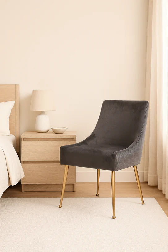 Milan Gold Handle Knocker Plush Velvet Dining Chair Gold Legs In 2 Colours