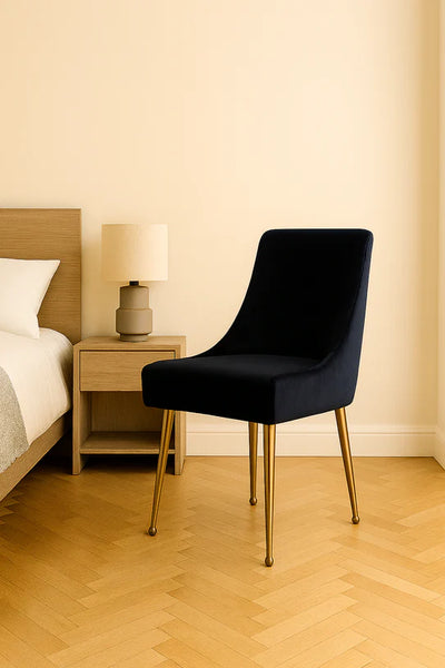 Milan Gold Handle Knocker Plush Velvet Dining Chair Gold Legs In 2 Colours