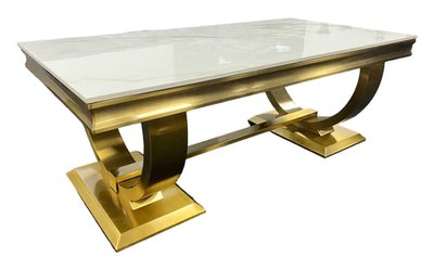 Arianna Gold 120cm Ceramic Marble Coffee Table - 6 Colors