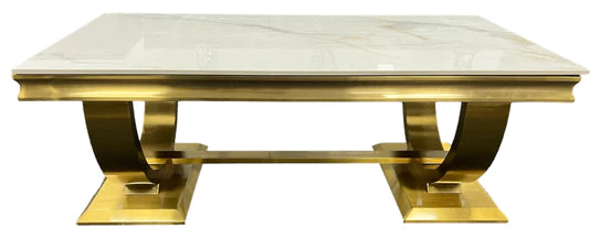 Arianna Gold 120cm Ceramic Marble Coffee Table - 6 Colors