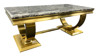 Arianna Gold 120cm Ceramic Marble Coffee Table - 6 Colors