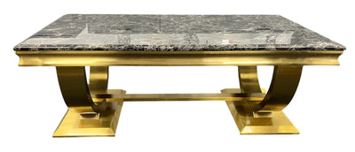 Arianna Gold 120cm Ceramic Marble Coffee Table - 6 Colors