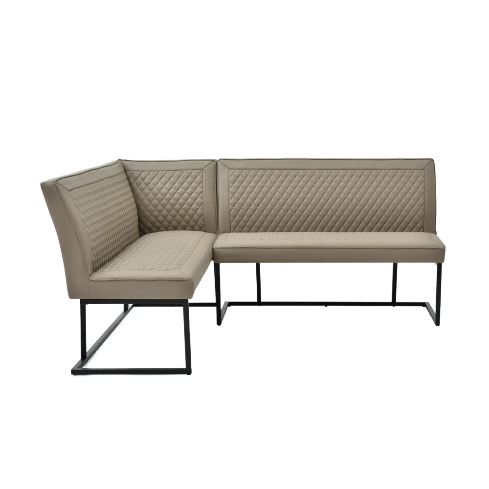Nova Corner Leather Sand Taupe Bench Set - Left Hand Facing