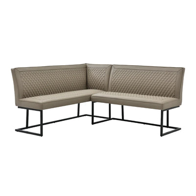 Nova Corner Leather Sand Taupe Bench Set - Left Hand Facing