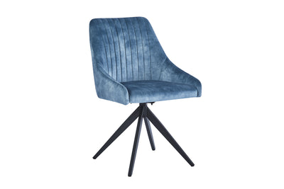 Giorgio Swivel Velvet Dining Chairs With Black Metal Base in 3 Colours - Pairs