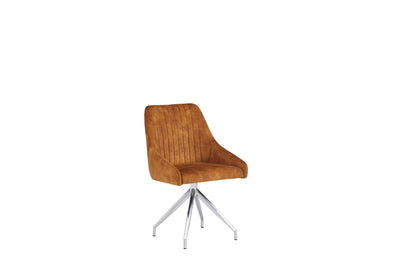 Giorgio Swivel Velvet Dining Chairs With Brushed Silver Base in 3 Colours - Pairs