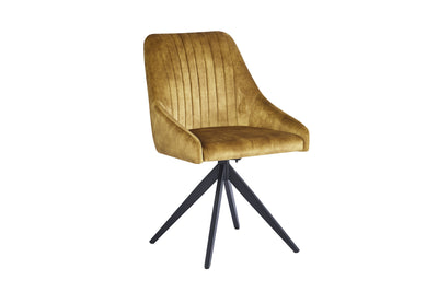 Giorgio Swivel Velvet Dining Chairs With Black Metal Base in 3 Colours - Pairs