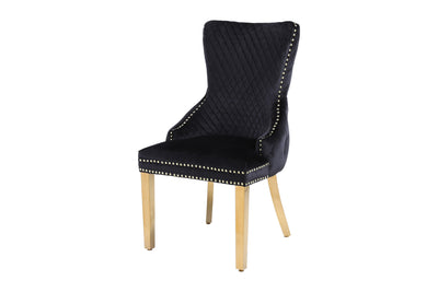 Louis Marble & Gold Dining Table With Victoria Gold Lion Knocker Velvet Chairs