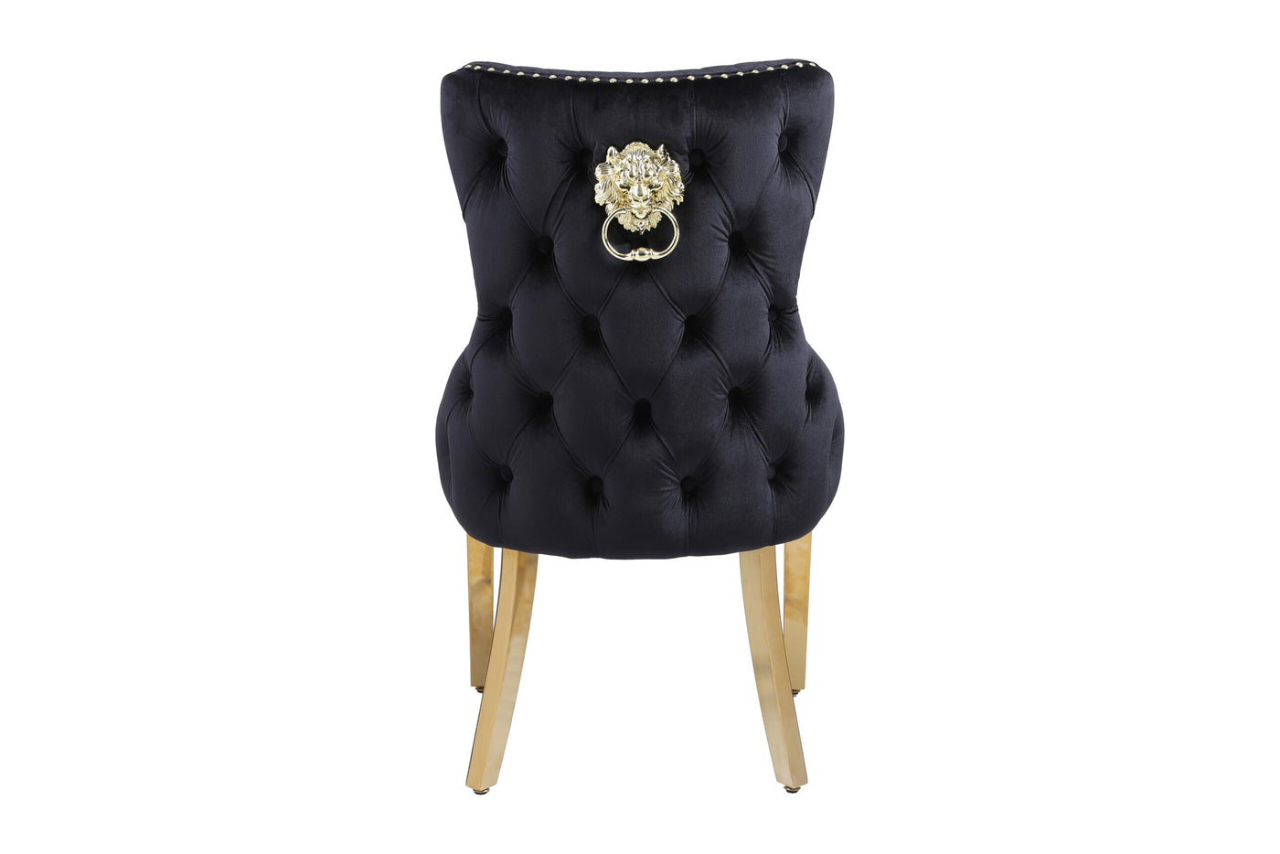 Louis Marble & Gold Dining Table With Victoria Gold Lion Knocker Velvet Chairs