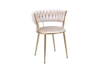 Camilla Luxury Cream & Gold Velvet Dining Chair Gold Legs
