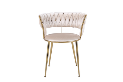 Camilla Luxury Cream & Gold Velvet Dining Chair Gold Legs