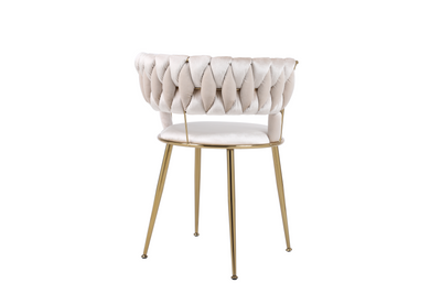 Camilla Luxury Cream & Gold Velvet Dining Chair Gold Legs