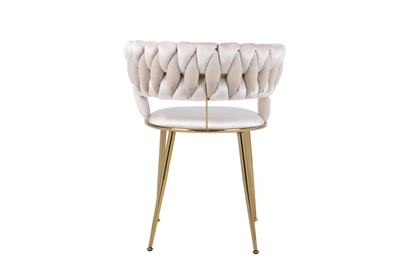 Camilla Luxury Cream & Gold Velvet Dining Chair Gold Legs